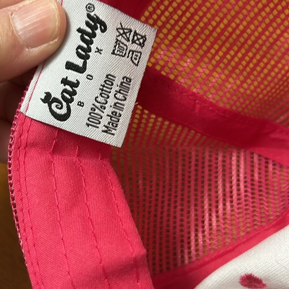 Cat Lady Trucker Mesh Hat Pink "Live in the Meow" - Picture 4 of 5